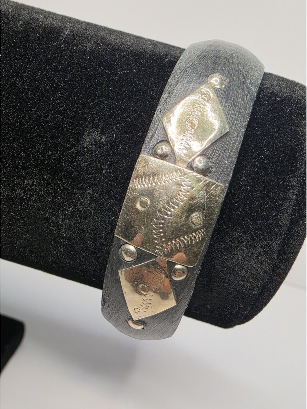 Tuareg Cuff Tribal bangle Silver Bracelet Black Polished Horn Vintage Ethnic